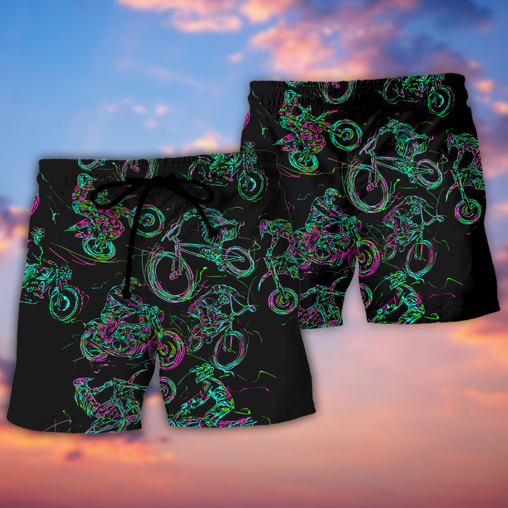 Motorcycle Lover Neon Light Style – Beach Short