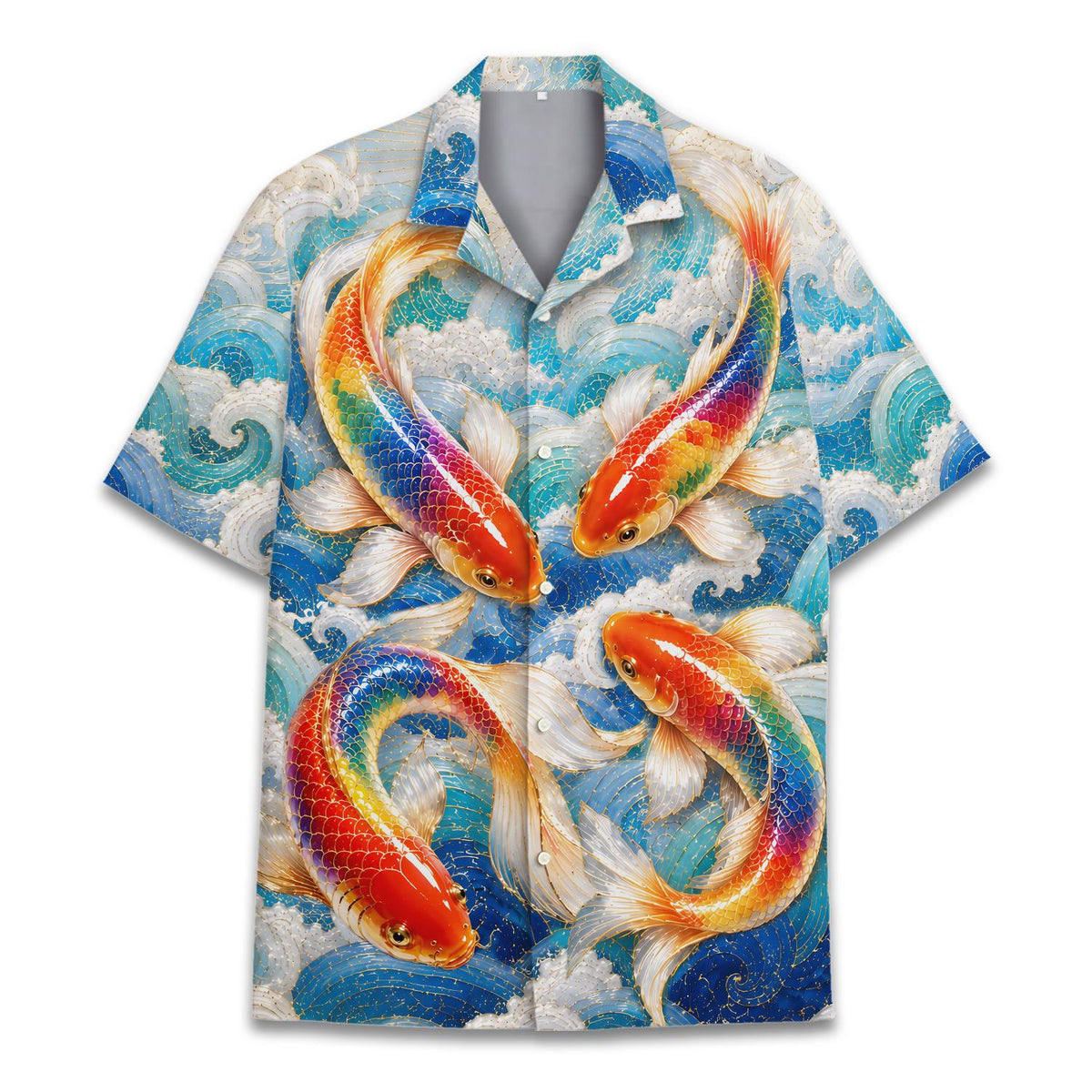 Rainbow Koi Fish Stained Glass Yin Yang Wave – Hawaiian Shirt