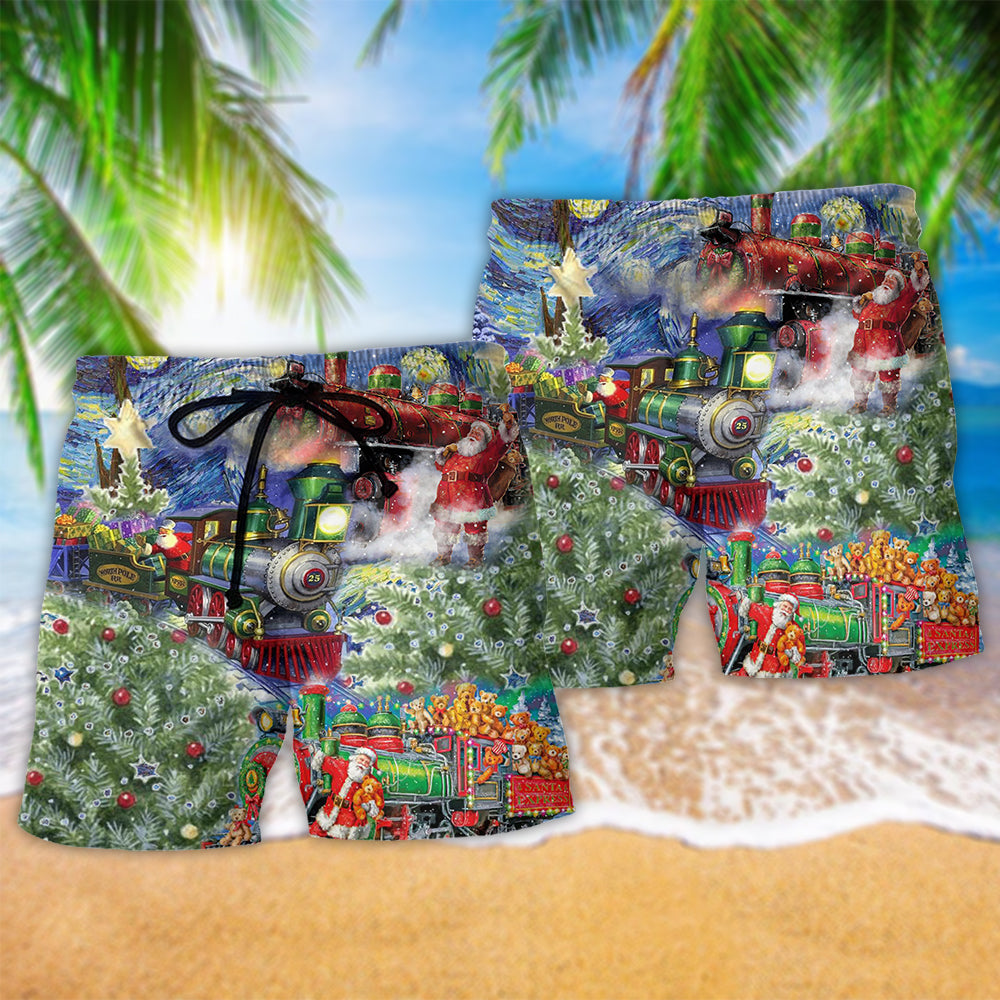 Christmas Gift Train By The Wharf – Beach Short