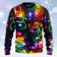 Christmas Santa Tree Snowman Neon Light Style – Sweater - Ugly Christmas Sweater