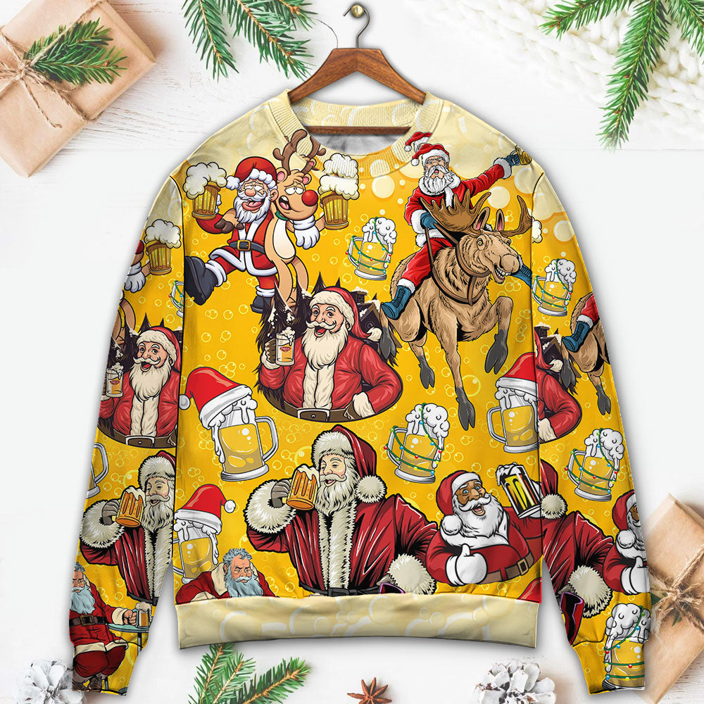 Funny Beer Lover Santa Merry Xmas – Sweater - Ugly Christmas Sweater