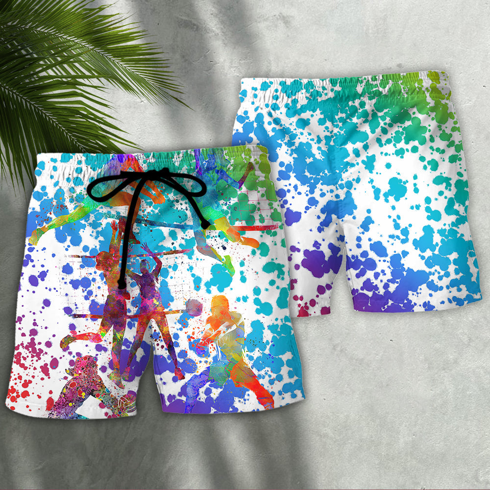 Volleyball Colorful Paint Style - Beach Short