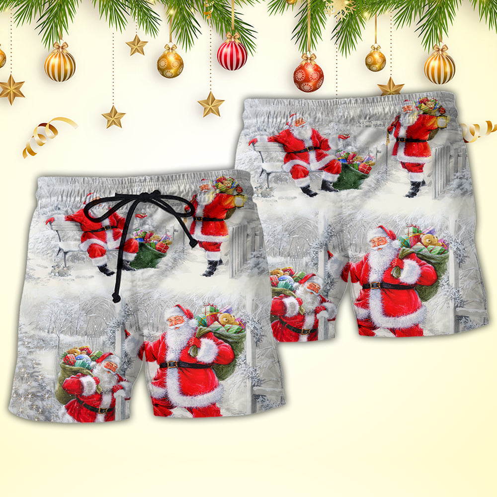 Christmas Santa Always With You Art – Beach Short