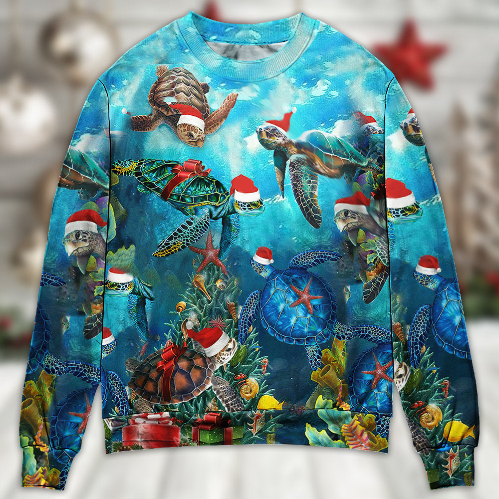 Turtle Love Christmas Ocean Style – Sweater - Ugly Christmas Sweater