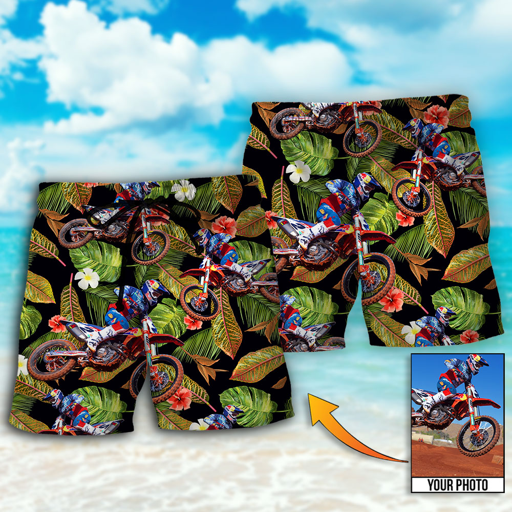 Motocross Tropical Flower Custom Photo - Beach Short - Owls Matrix LTD