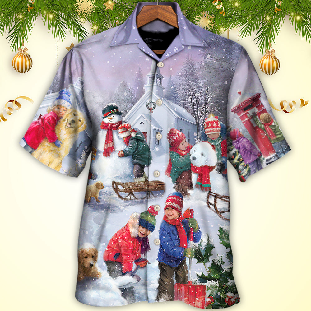 Christmas Kids Love Chilling With Homies Art Style - Hawaiian Shirt
