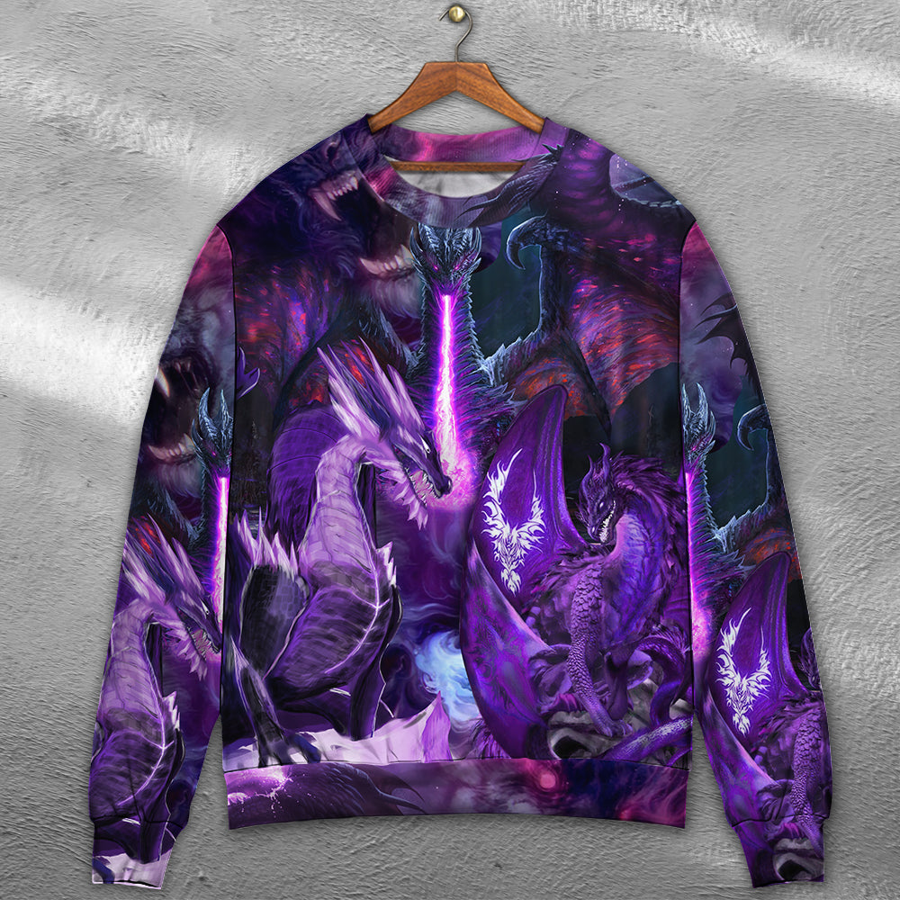 Dark Purple Dragon Lightning Art – Sweater - Ugly Christmas Sweater