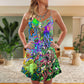 Hippie Funny Octopus Music Love – Women's Summer Sleeveless V-Neck Camisole Dress