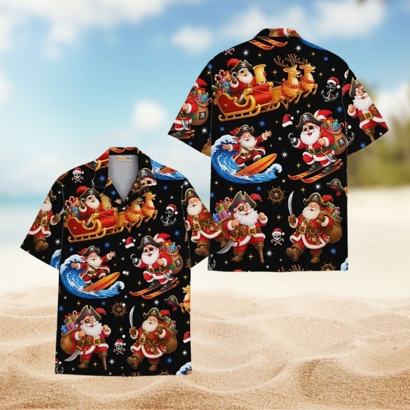 Pirate Santa Christmas Beach Vacation – Hawaiian Shirt