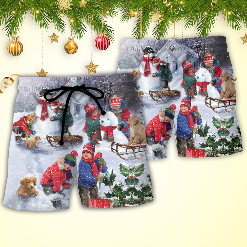 Christmas Kids Chilling Art Style – Beach Short
