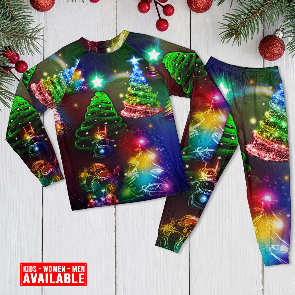 Christmas Tree Merry Everything Happy Always - Pajamas Long Sleeve - Owls Matrix LTD
