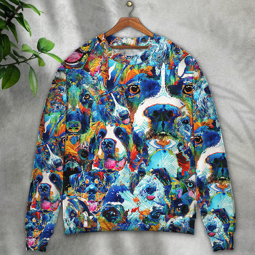 Dog Lover Delight Art Style – Sweater - Ugly Christmas Sweater