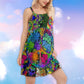 Hippie Power Of Music Gnome – Women's Summer Sleeveless V-Neck Camisole Dress