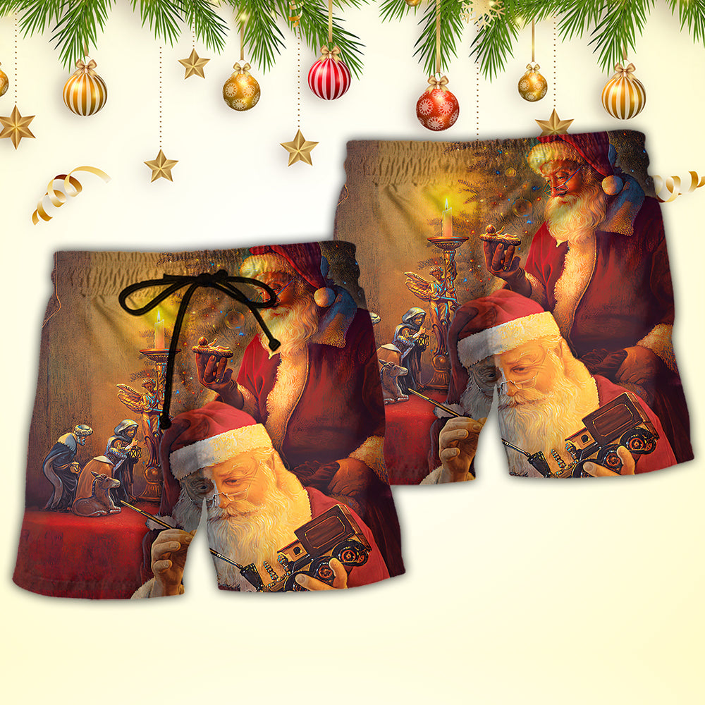 Spirit Of Christmas Santa Art – Beach Short
