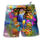 Beach Short / Adults / S Tiki Aloha Tiki Happy Tropical Flower - Beach Short - Owls Matrix LTD