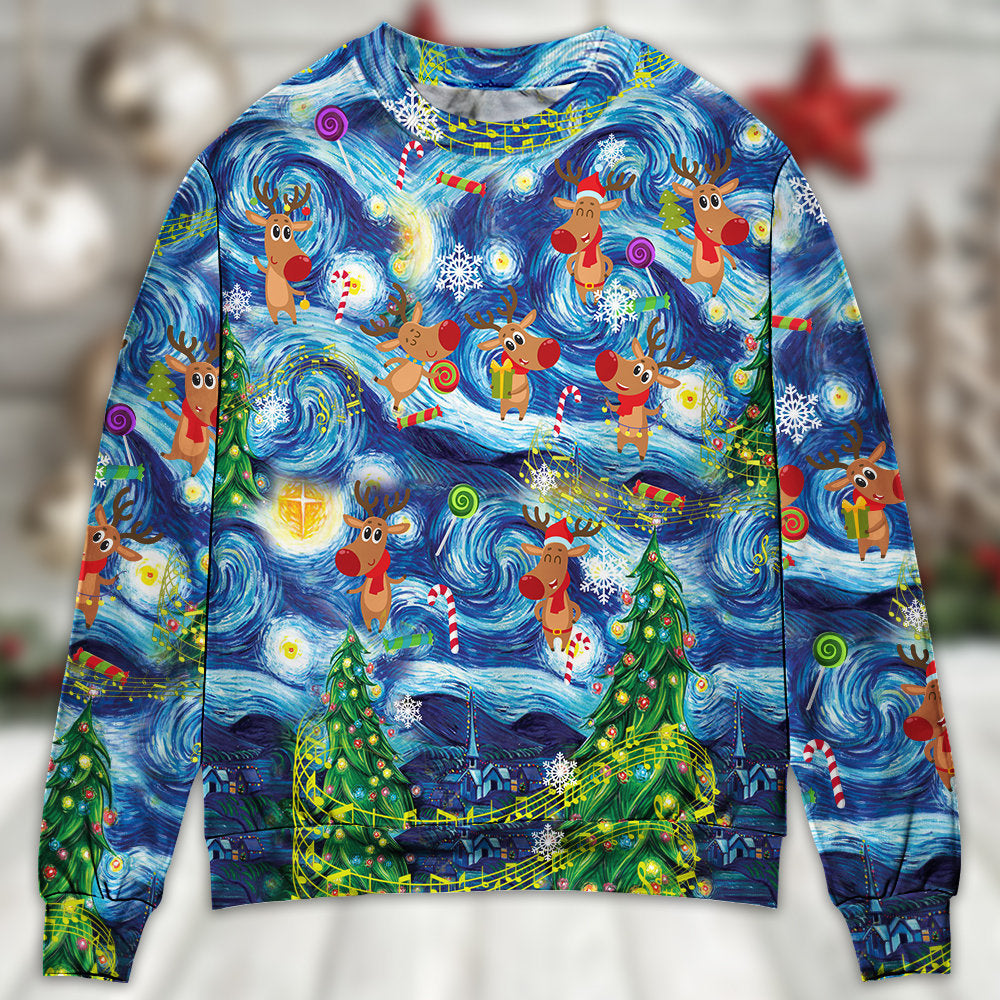 Christmas Dancing Reindeer Happy – Sweater - Ugly Christmas Sweater