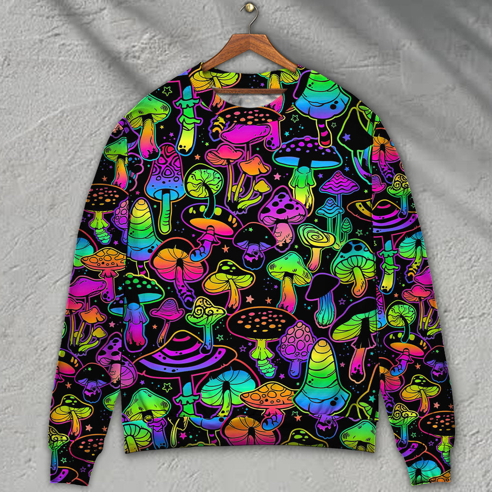 Neon Magic Mushroom Stunning Art – Sweater - Ugly Christmas Sweater