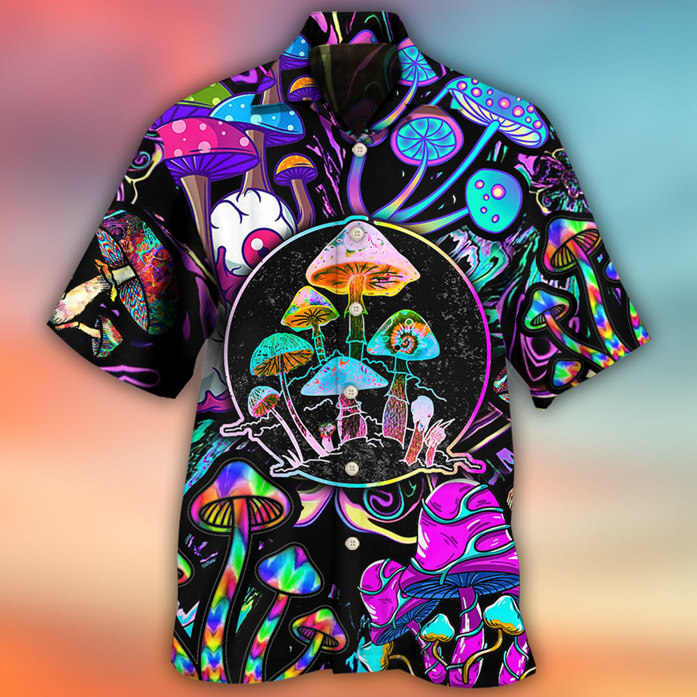 Hippie Mushroom Colorful Neon Psychedelic - Hawaiian Shirt