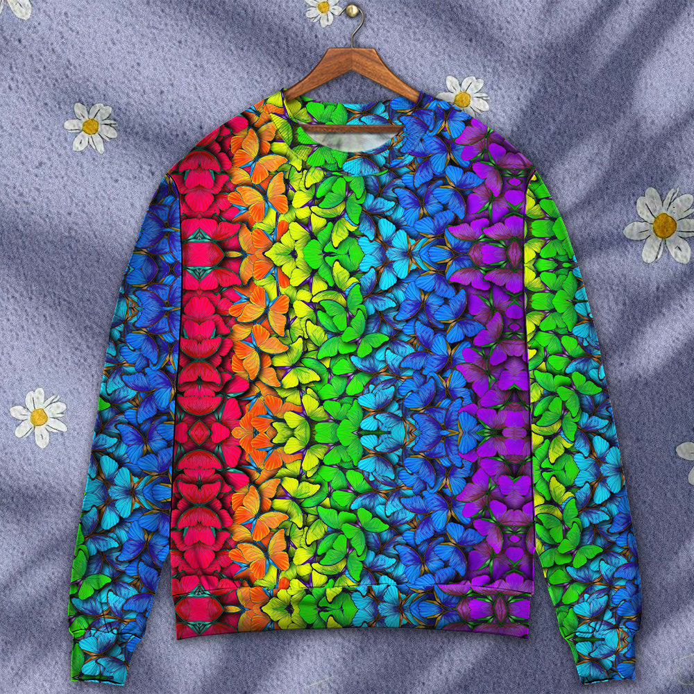 LGBT Colorful Rainbow Butterfly Art – Sweater - Ugly Christmas Sweater