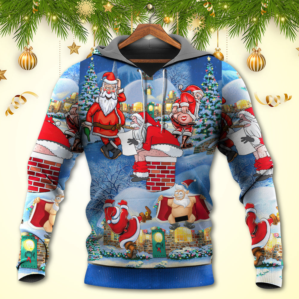 Christmas Rebel Santa Funny Beer Style - Hoodie