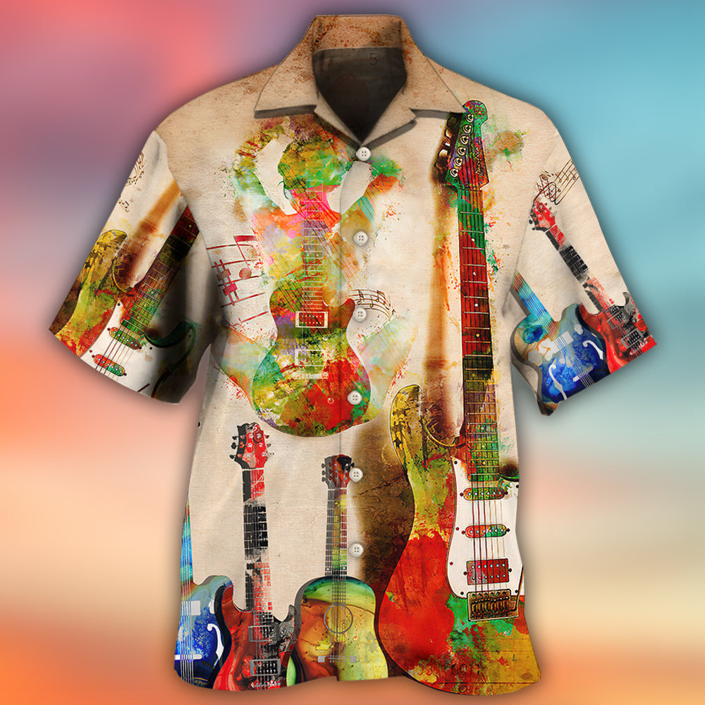 Abstract Colorful Guitar Music - Hawaiian Shirt