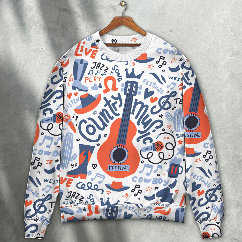 Guitar Country Music Festival Style – Sweater - Ugly Christmas Sweater