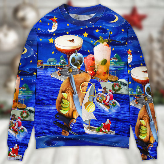 Cocktail Christmas Merry Holiday – Sweater - Ugly Christmas Sweater