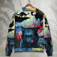 Halloween Black Wolf Starry Night Art – Sweater - Ugly Christmas Sweater