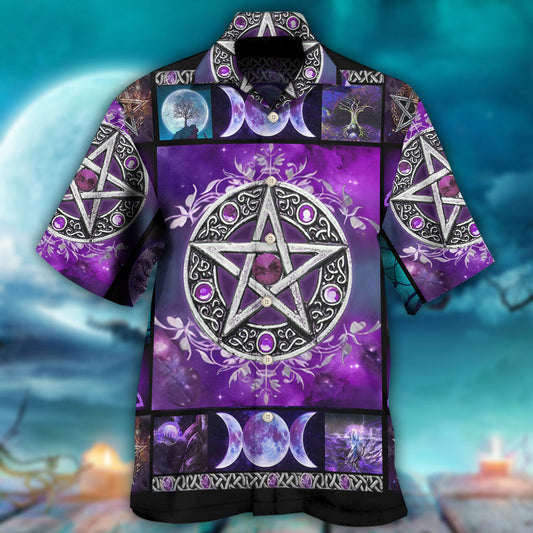 Wicca Witch Vibes Purple Pentagram – Hawaiian Shirt
