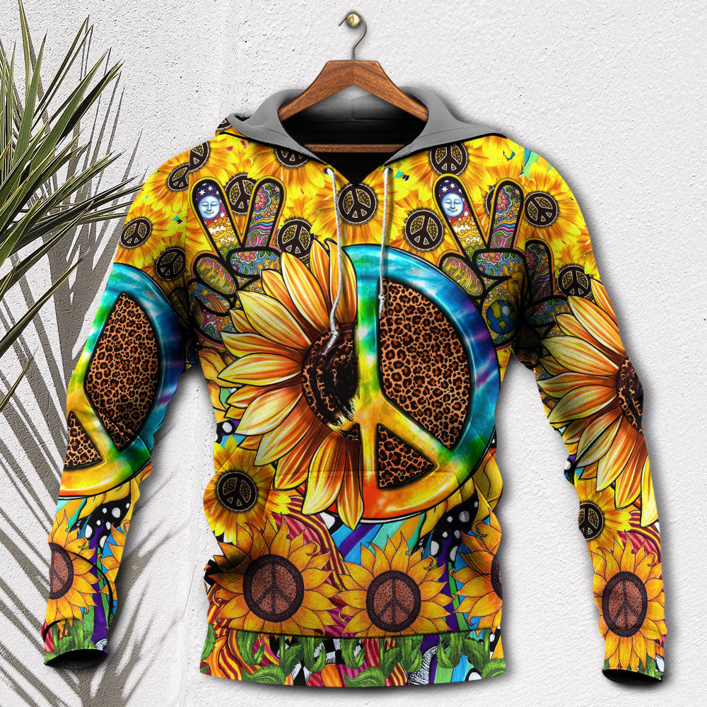 Hippie Sunflowers Peace Sign Style - Hoodie