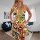 Funny Cat Lover Colorful Painting – Women's Summer Sleeveless V-Neck Camisole Dress