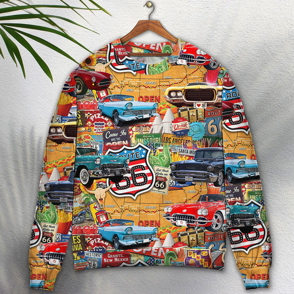 Vintage Route 66 Road Trip – Sweater - Ugly Christmas Sweater