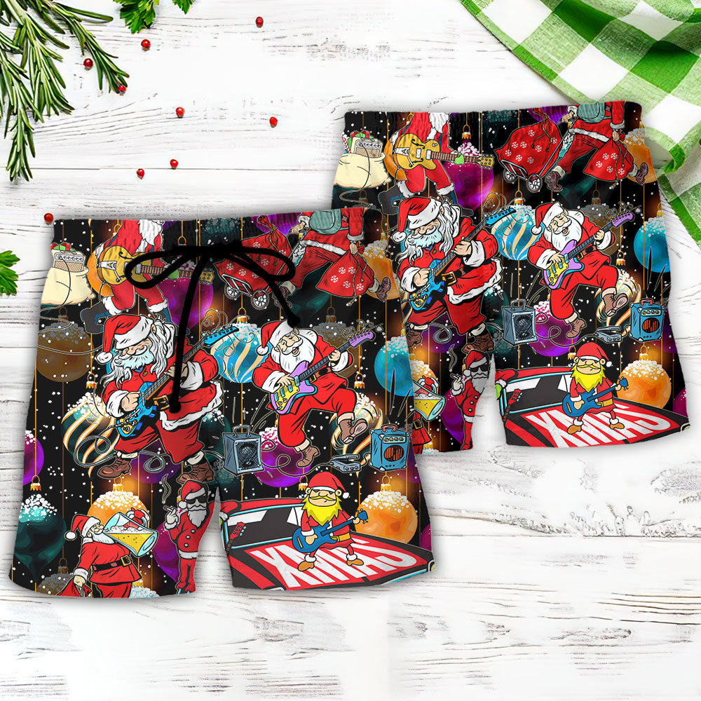 Christmas Santa Guitar Music Merry Xmas – Beach Short