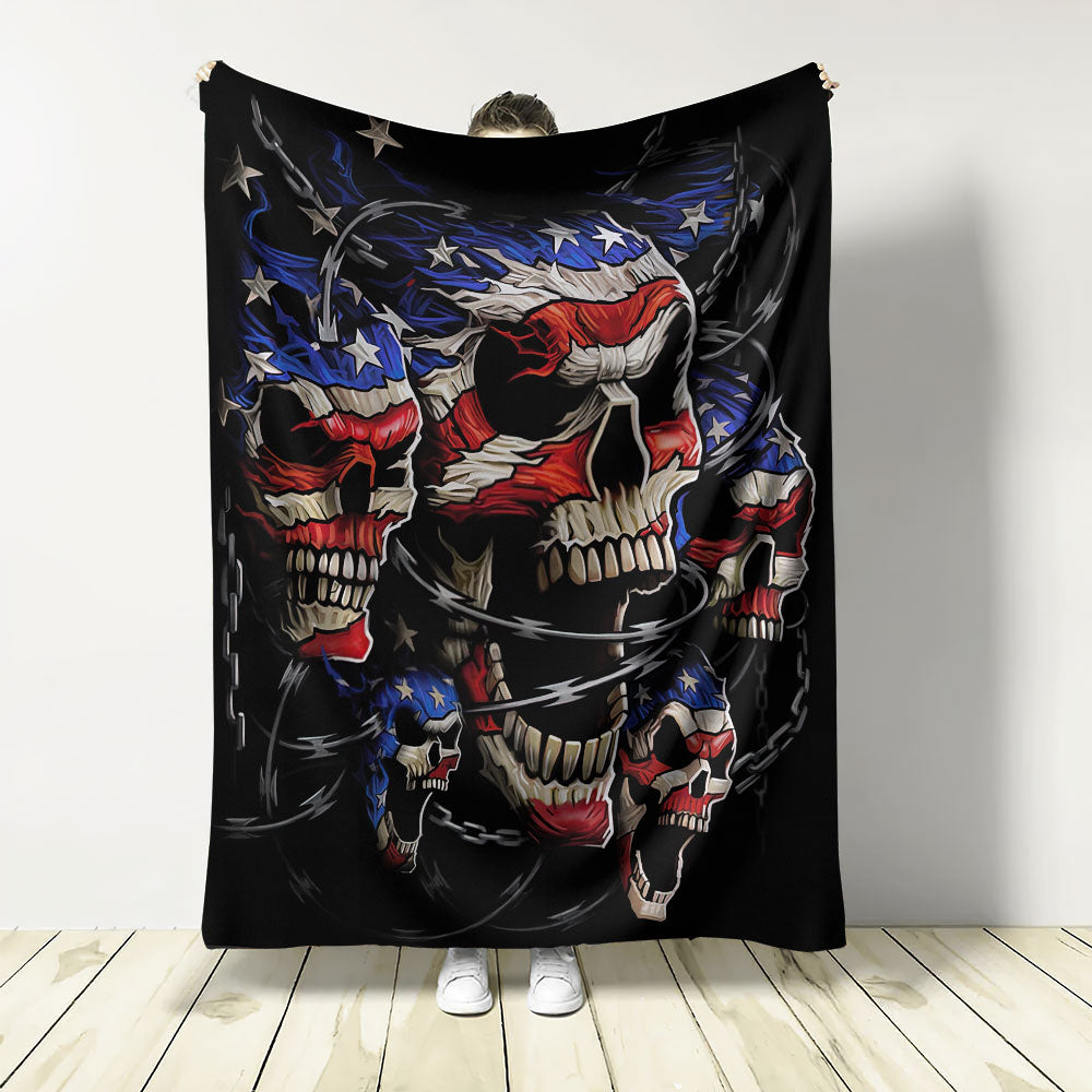 Skull Love America Forever Flannel Blanket For Soft Bed Couch And Home Comfort