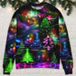 Christmas Neon Tree And Snowman Art – Sweater - Ugly Christmas Sweater