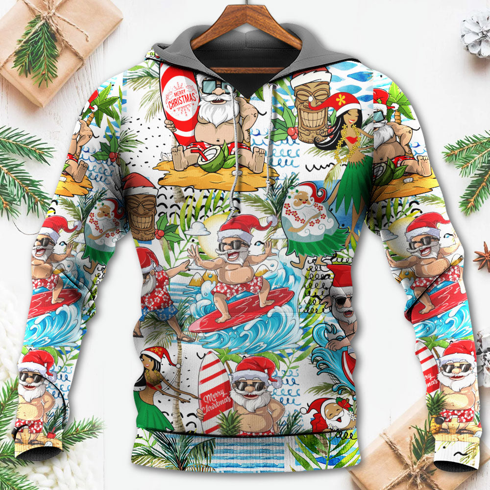 Christmas Santa Aloha Beach Vibe - Hoodie