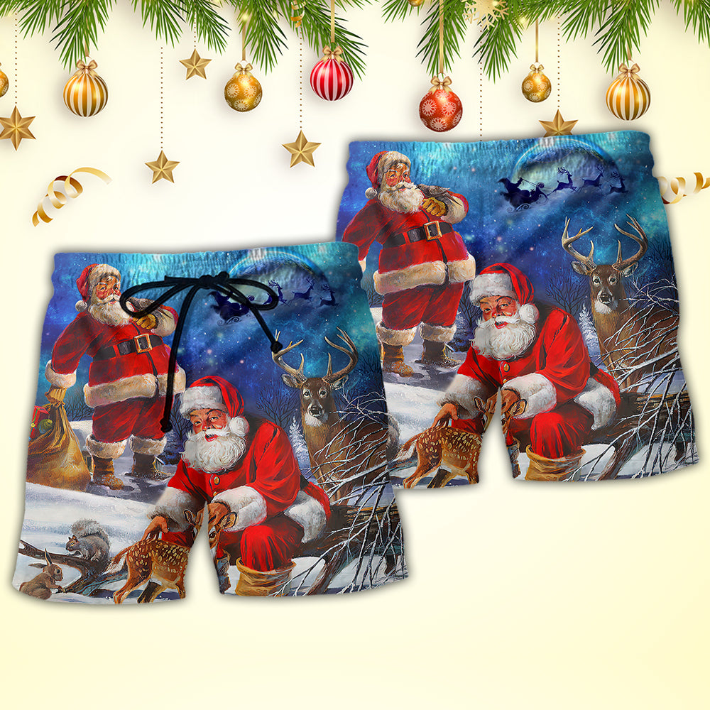 Christmas Santa Night Sky Art – Beach Short
