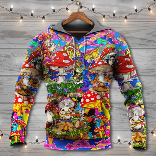 Hippie Mushroom Happy Together Art - 3D Hoodie