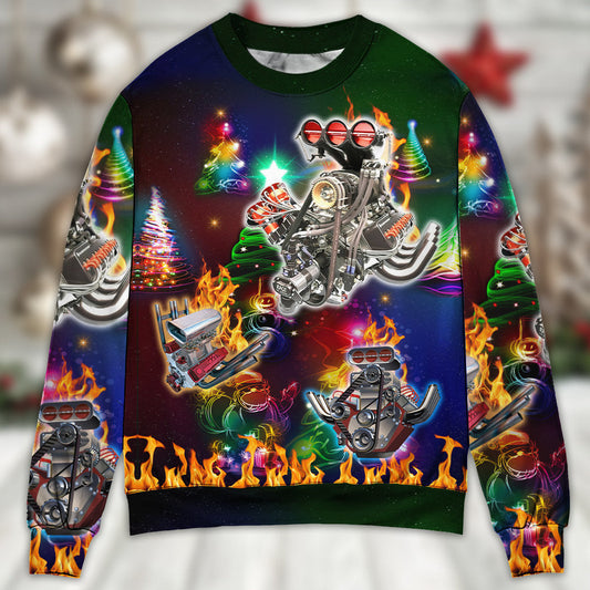 Hot Rod Christmas Tree Fire Style – Sweater - Ugly Christmas Sweater