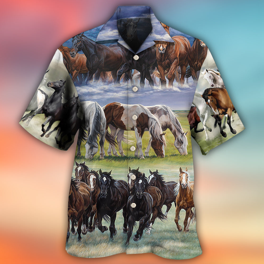 Horse Running Dynamic Painting Style – Hawaiian Shirt