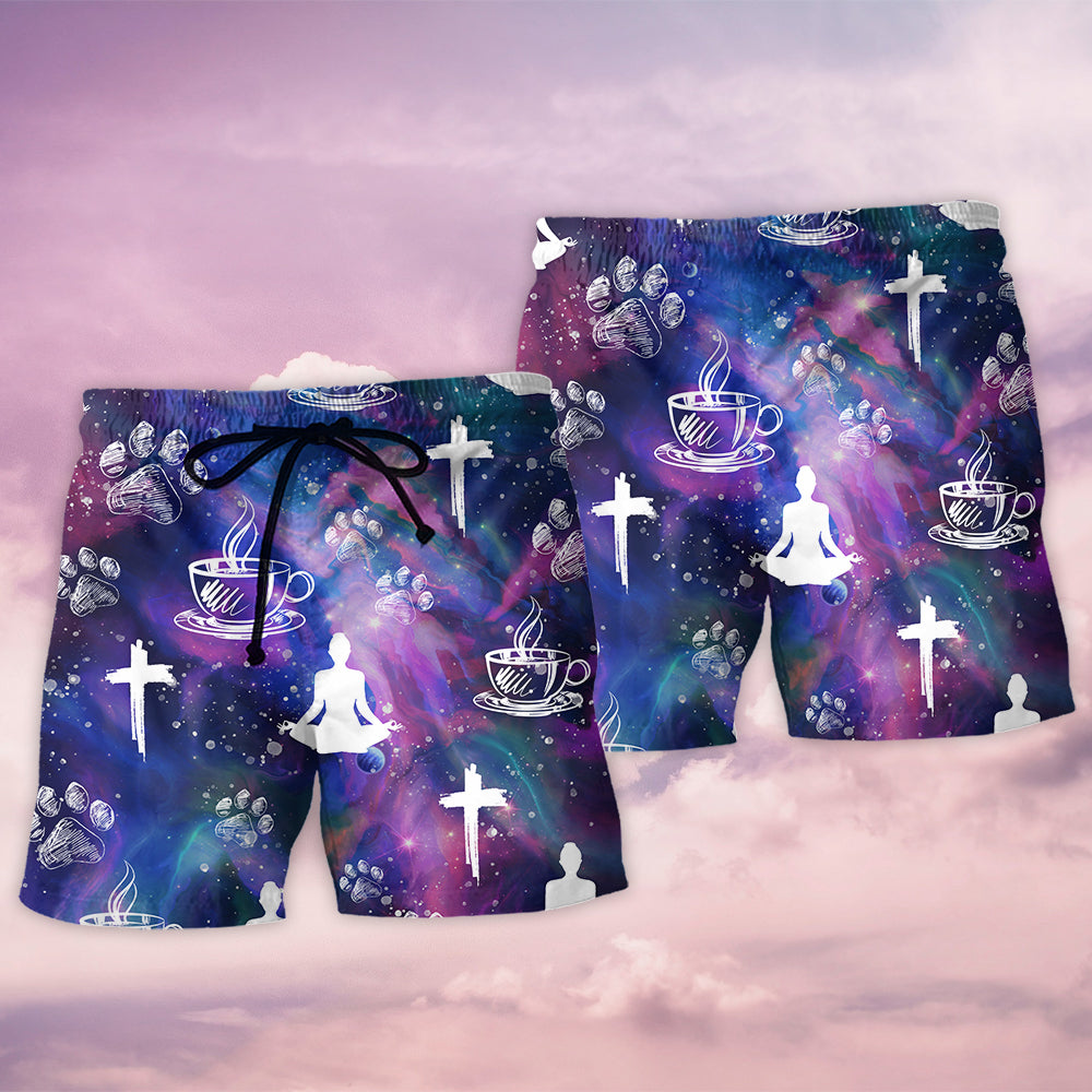 Coffee Jesus Dog Yoga - Beach Short - Owls Matrix LTD