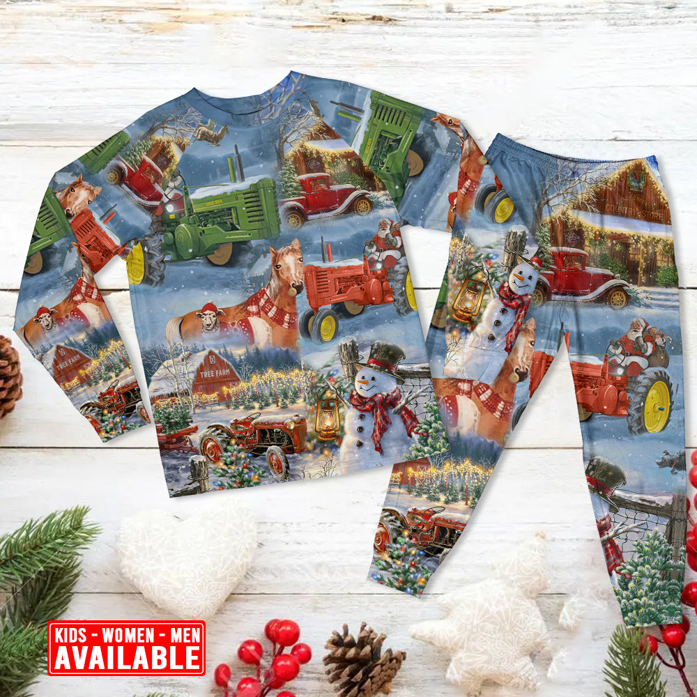 Christmas To Farm Happiness - Pajamas Long Sleeve - Owls Matrix LTD