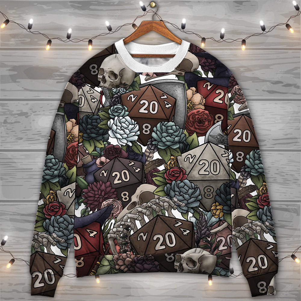 D20 Dice Dark Fantasy Art Style – Sweater - Ugly Christmas Sweater