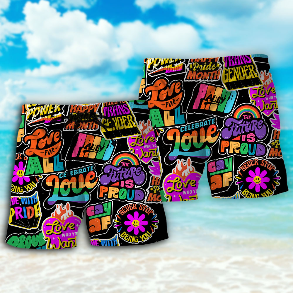 LGBT Love Is Love Rainbow Pride Art – Beach Short