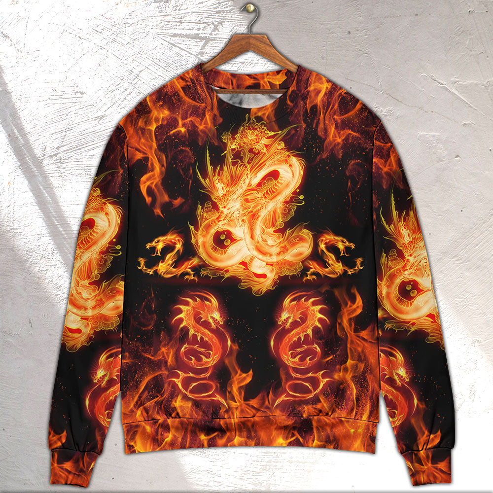 Dragon Fireball Fantasy Madness Art – Sweater - Ugly Christmas Sweater