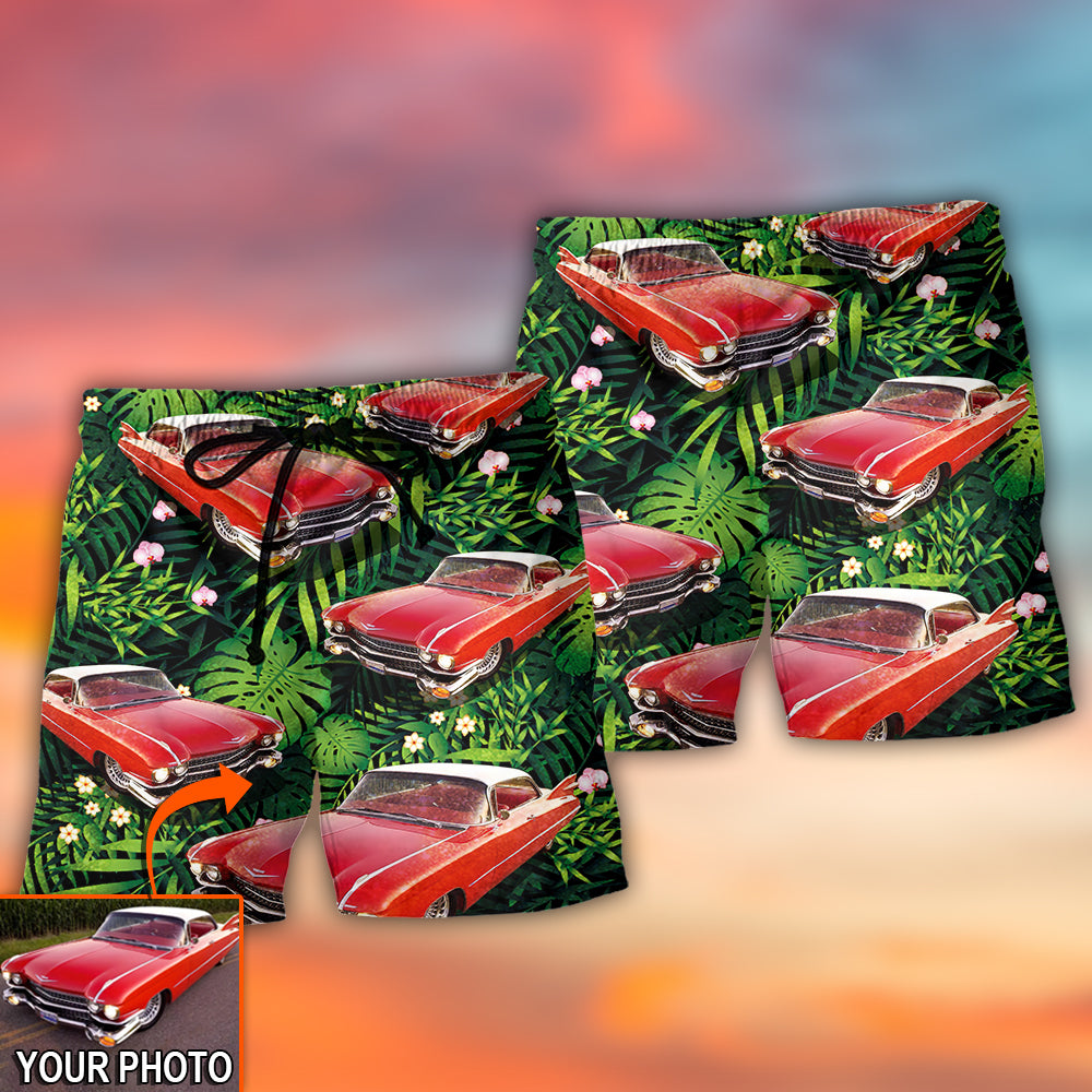 Car Eldorado Car Classic Tropical Flower Custom Photo - Beach Short - Owls Matrix LTD