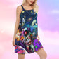 Hippie Galaxy Peace Life – Women's Summer Sleeveless V-Neck Camisole Dress