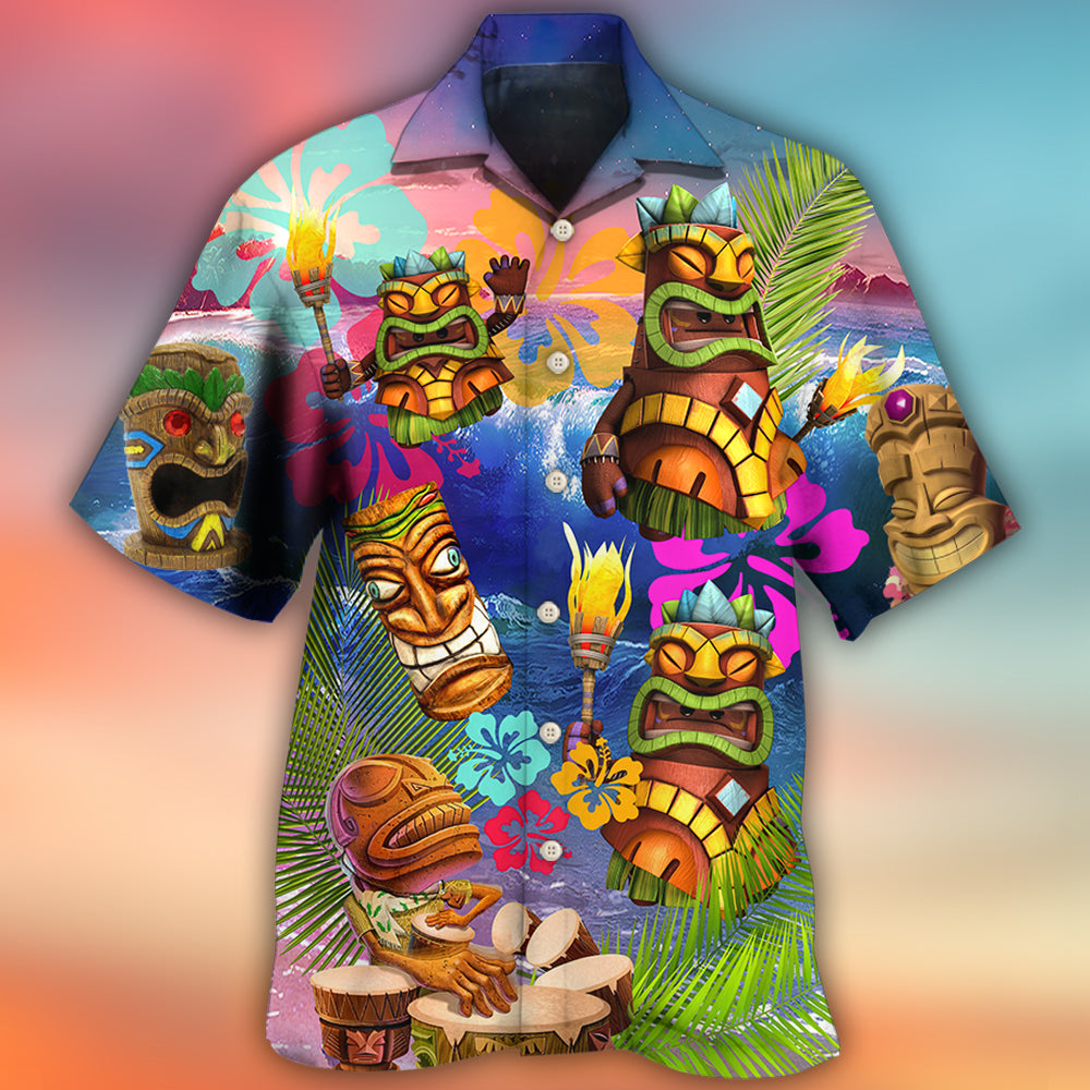 Aloha Tiki Happy Tropical Flowers – Hawaiian Shirt