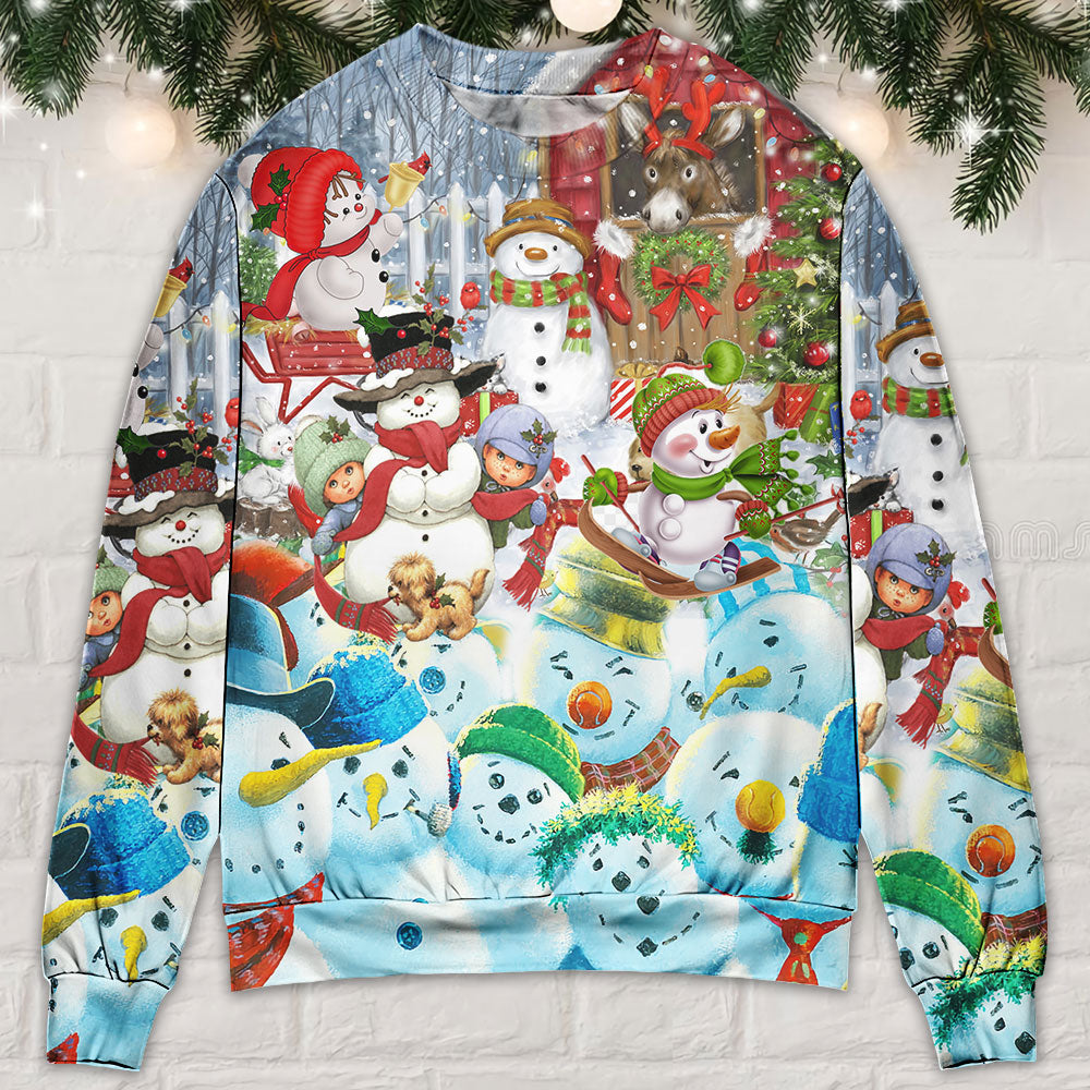 Snowman Happy Farm Holiday Christmas – Sweater - Ugly Christmas Sweater