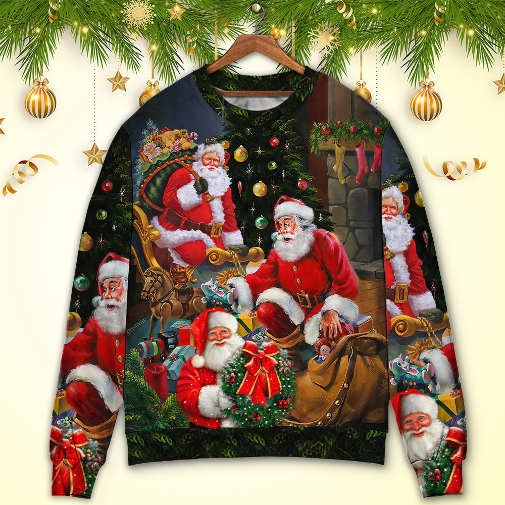 Christmas Santa Gift Xmas Is Coming Art – Sweater - Ugly Christmas Sweater